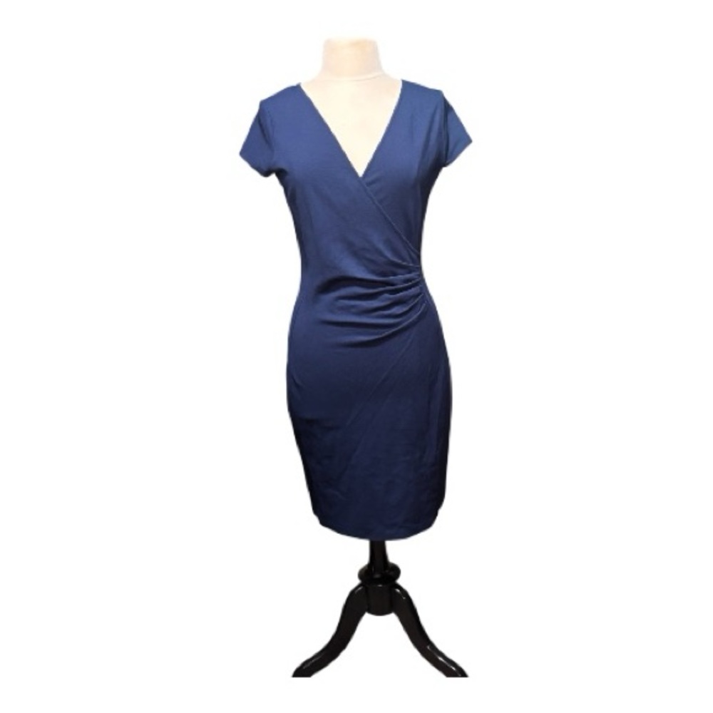 Kenneth Cole Navy Wrap-Front Midi Dress Size 8